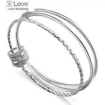 Мода 925 Серебряный Трех-Круглый Браслет Браслеты Для Женщин Женщин Свадебные Подарки