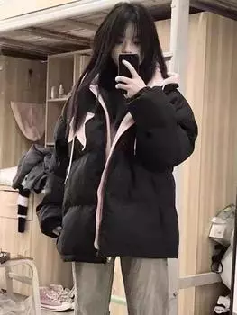 МОДА Американская винтажная уличная поддельная одежда из двух частей для женщин 2024 нишевая студенческая одежда свободного размера из хлопка Одежда S чёрный