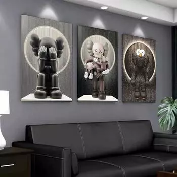 Мода аниме мультфильм плюшевый мишка холст картины постеры с животными и принты скандинавские настенные художественные картины для гостиной домашний декор 21x30cm No Frame