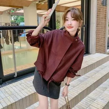 МОДА Ankola красное искусственное замшевое пальто высокого качества для женщин 2024 года, новая свободная корейская куртка, одежда S