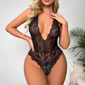 МОДА, эротическое нижнее белье, прозрачная одежда для сна с глубоким V-образным вырезом и открытой спиной, сексуальное женское белье, женская пижама, кукла Тедди, облегающее боди, сексуальный костюм XL