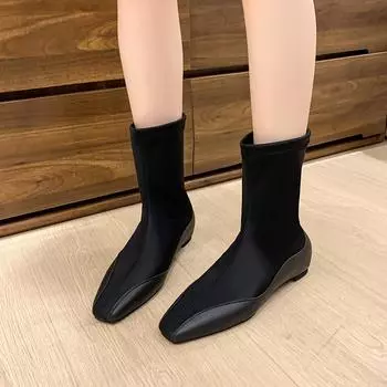 мода балетки ботильоны высокие сапоги мода квадратный носок обувь бренд зима 2025 тренд дизайнер готика кожа обувь ретро ботинок женские 35