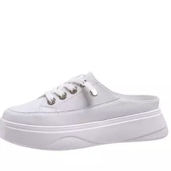 мода Baotou Half Slippers Женская верхняя одежда Мода 2024 Новые летние женские туфли Сетчатые дышащие белые туфли Корейская обувь для женщин 35