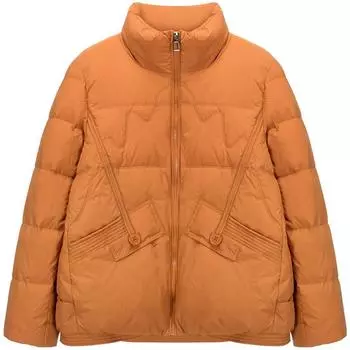 МОДА белая куртка-пуховик женская короткая 2024 зима новая легкая и модная маленькая куртка-стойка с воротником-хлебом трендовая Одежда S оранжевый