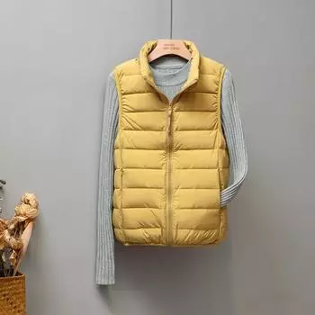 МОДА Бесшовная тонкая и легкая куртка женская пуховая жилетка короткий стоячий воротник жилет жилет жилет жилет жилет наплечная одежда легкая куртка подкладка одежда S