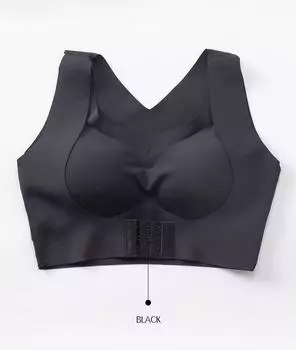 мода бесшовное коррекция горбатый сборка нижнее белье женское без стального кольца спереди пряжка регулировка два в одном невидимый бюстгальтер XL чёрный
