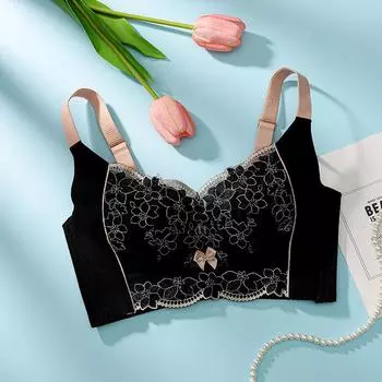мода благоприятный для кожи чистый желание собрать регулировка нижнее белье кружево вышивка облако хлопок 70A хаки