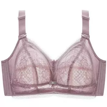 мода Большая грудь демонстрирует небольшую сборку, бюстгальтер без стального кольца, коллекция больших размеров для жира мм, тонкая коллекция, вторичная грудь, бюстгальтер с верхней поддержкой 75B серый