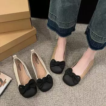 мода Большие размеры обувь женская с круглым носком повседневные женские кроссовки с закрытым носком балетки смешанные цвета большие размеры летние новые платья резиновые для отдыха 35 бежевый