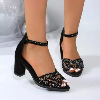 мода Большие размеры Обувь Женские сандалии с открытым носком Женские сандалии для офиса в римском стиле Женские туфли с кристаллами и застежкой-молнией на высоком каблуке Женские 35 абрикосовый