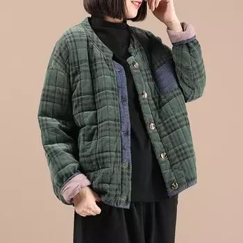 МОДА Большие размеры свободная литературная хлопковая одежда женская 2024 зимняя новая повседневная хлопковая одежда женская tide ins женская одежда L [100-75kg]