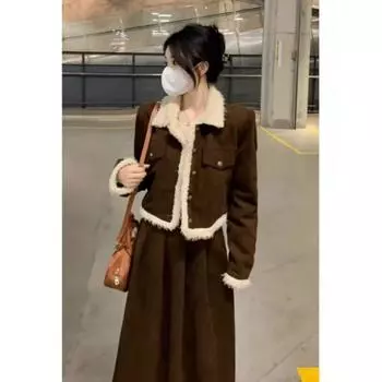 МОДА Большое маленькое ароматное платье Носите полный комплект женской осенне-зимней одежды Стиль Хепберн темперамент тонкий костюм юбка Одежда M