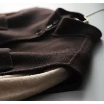 МОДА Большой карман Инструмент Стиль, Имитация Шерсти Двусторонний Жилет Женская Одежда S шоколадный