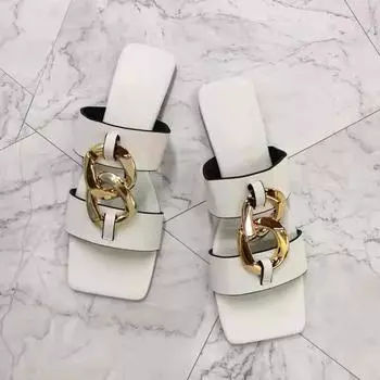 мода Большой размер 40 41 плоские с летним босоножками женские пляжные слипоны кожаные шлепанцы квадратный носок модная женская обувь для отдыха на природе 37 коричневый