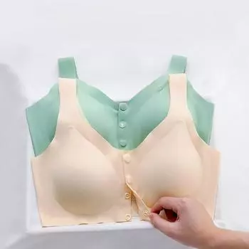 мода Большой размер спереди открытая пряжка не оставляет следов грудное вскармливание беременные женщины латекс сборка жилет без стального кольца антипровисающее нижнее белье 75B чёрный