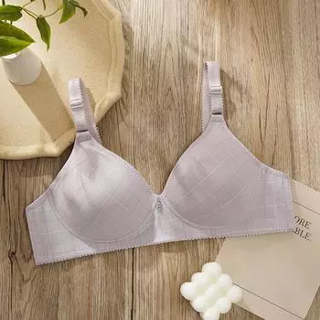 мода бюстгальтеры для пожилых людей с круглыми чашечками бюстгальтеры в клетку нижнее белье женщины среднего и пожилого возраста маленькая грудь фиксированные чашки бюстгальтеры дешевые специальные предложения 36/80 серый
