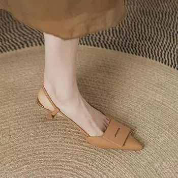 мода Chaussure Femme Модные босоножки на высоком каблуке для женщин 2024 года Босоножки с закрытым носком Stiletto Pointed Toe Light Familiar Simple High Heels 34 абрикосовый