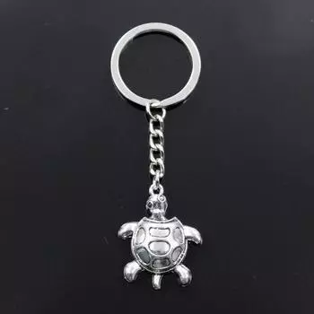 Мода черепаха море 34x26 мм кулон 30 мм брелок для ключей мужской автомобиль подарок сувениры брелок серебряный