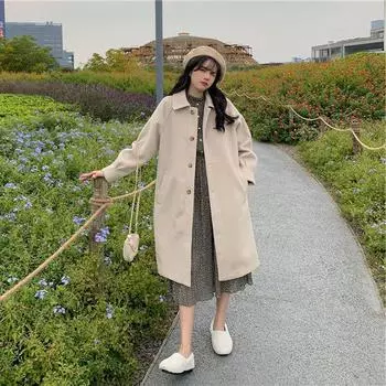 МОДА черная шерстяная куртка женская одежда 2024 новая корейская версия маленькая средняя и длинная куртка Nizi Одежда S абрикосовый