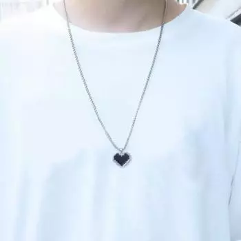 Мода Черное Сердце Подвеска Свитер Футболка Ожерелье Хип-Хоп Стиль Женщины Мужчины Пары Романтическая Любовь Длинное Ожерелье Подарок Ювелирных Изделий чёрный