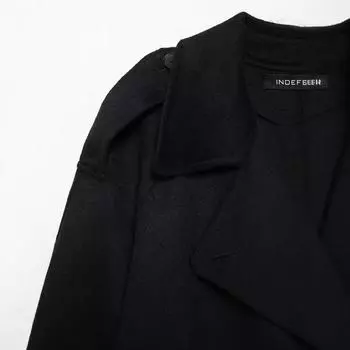 МОДА черный ощущение супер красивый короткий шарф шерстяной большой пальто женская маленькая зимняя одежда XS чёрный