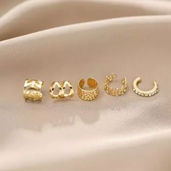 Мода Циркон Серьги Клипса Женский Серьги Набор Мода Панк Стиль золотой