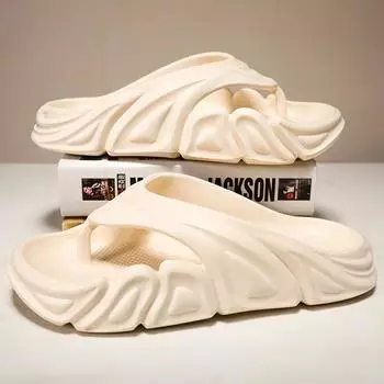 мода Comwarm Модные мужские шлепанцы Летние сандалии на толстой подошве Мужская обувь для отдыха на природе Мужская пляжная обувь EVA Повседневная домашняя обувь Шлепанцы для ванной 40-41 бежевый