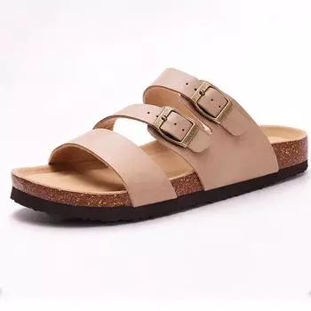 мода Comwarm Новые женские пробковые сабо тапочки модные летние плоские сандалии женские повседневные открытые пляжные сандалии с регулируемой пряжкой 36