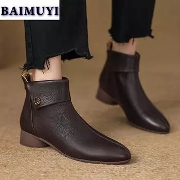 мода Цветочные остроносые женские ботильоны на среднем каблуке 2025 Тенденция моды Повседневные офисные ботинки Челси Новые сексуальные туфли-лодочки Mujer Botas 35 чёрный