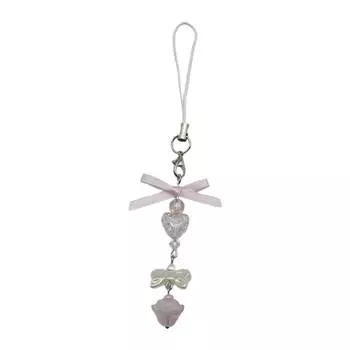 Мода Цветок Бусина Бант Подвеска Шнурки для Телефона Шнурок Карман Брелок Ремешок Шарм для Рюкзака Цепочка для Украшения Ключей от Машины розовый