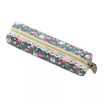 Мода цветок цветочный кружево пенал косметичка сумка на молнии кошелек темно-синий