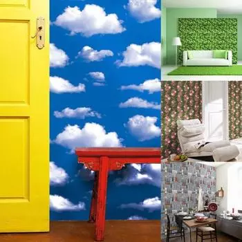 Мода цветок газон кирпич небо спальня гостиная стены искусства стикер домашний декор