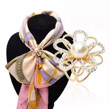 Мода Цветок Шарф Пряжка Свадебная Брошь Держатель Шарф Ювелирные Изделия Мода Нежный золотой