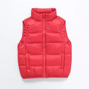 МОДА Детский пуховый жилет Мальчики и девочки Дети среднего и старшего возраста Жилет в заграничном стиле зимняя утепленная верхняя одежда Детский жилет Одежда 110cm розовый