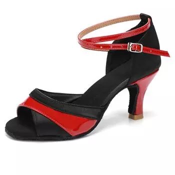 Мода Девушки Женские Латина Танго Вальс ЧаЧа Бальные Стандартные Танцевальные Туфли Туфли для Вечеринки Бал Каблук 7см 34 красный