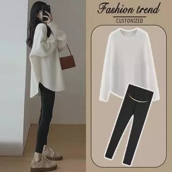 Мода для беременных осень 2024: Вязаные свитера маленького размера для зимы 2XL