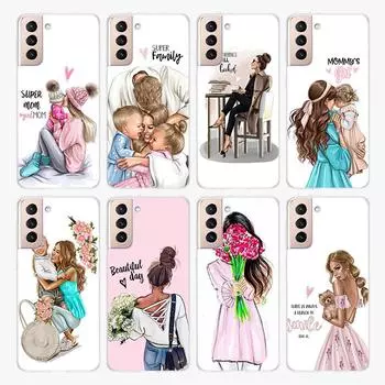 Мода для мамы и девочки для Samsung Galaxy S22 Pro S21 S20 FE Ultra S10 S10E Lite S9 S8 Plus S7 S6 Edge Мягкий чехол для телефона Samsung S22 Ultra