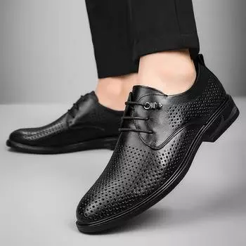 Мода для отдыха на открытом воздухе, новые летние дышащие мужские туфли, обувь для мужчин, элегантная повседневная, деловая, джентльменская, роскошная, официальная, социальная, мужская 38 чёрный