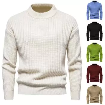 Мода для отдыха с длинным рукавом Slim Fit вязаный свитер пуловер свитер XXXL чёрный