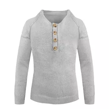 Мода для отдыха с длинным рукавом Slim Fit вязаный свитер пуловер свитер серый