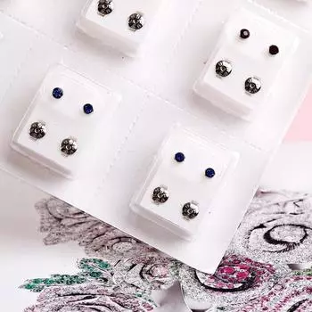 Мода для пирсинга пистолет 12 пар/комплект простые ювелирные изделия циркониевые кристаллы стильные пирсинг серьги-гвоздики для женщин разноцветные аксессуары разноцветный