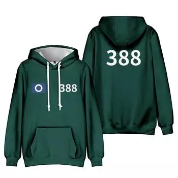 Мода для поклонников игры «Кальмар» с принтом, толстовка для спорта на открытом воздухе, косплей, свитера с капюшоном, костюм для косплея XS