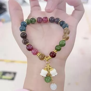 Мода для женщин или лучших подруг. Идеально подходит для повседневного наряда. Стиль бохо. Идеальный подарок. Браслет с подвесками в виде турмалина и орхидеи. Многоцветный бисерный роскошный аксессуар. разноцветный