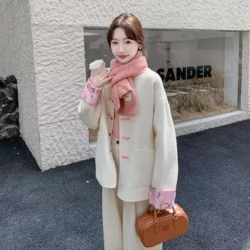 МОДА Двустороннее шерстяное пальто из шерсти женское зимнее новое новинка китайский стиль ретро национальный стиль пряжка шерстяное пальто Одежда S