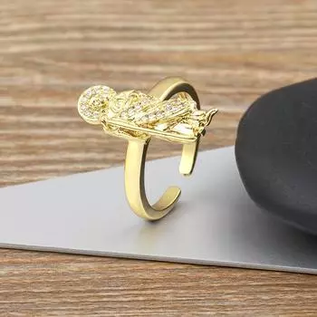 Мода Европа и Америка персонализированный хип-хоп циркон женское Дева Мария открытое регулируемое кольцо для женщин ювелирные изделия