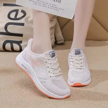 Мода Feizhi женские дышащие и удобные кроссовки для спорта и отдыха Модные тенденции женские легкие роскошные повседневные туфли 35 бежевый