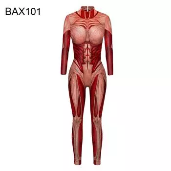 МОДА Fetong Женский Хэллоуин Длинный Рукав Цифровой Принт Тонкий Комбинезон Боди Косплей Костюм S