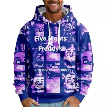 Мода Five Nights At Freddy s Печатные толстовки с капюшоном Осень Длинные рукава Унисекс Пуловеры Уличная одежда Смешная одежда XS