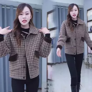 МОДА флисовый утолщенный женский весенне-осенний 2024 новый британский стиль шерстяной свободный и тонкий повседневный маленький костюм Одежда M