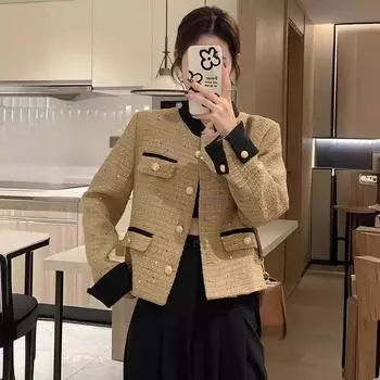 МОДА Французский темперамент светской львицы Xiaoxiangfeng куртка женская одежда зима 2024 маленький короткий повседневный универсальный топ S